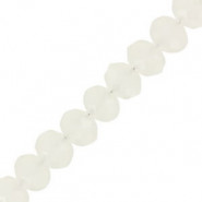 Faceted glass rondelle beads 8x6mm White pearl shine coating